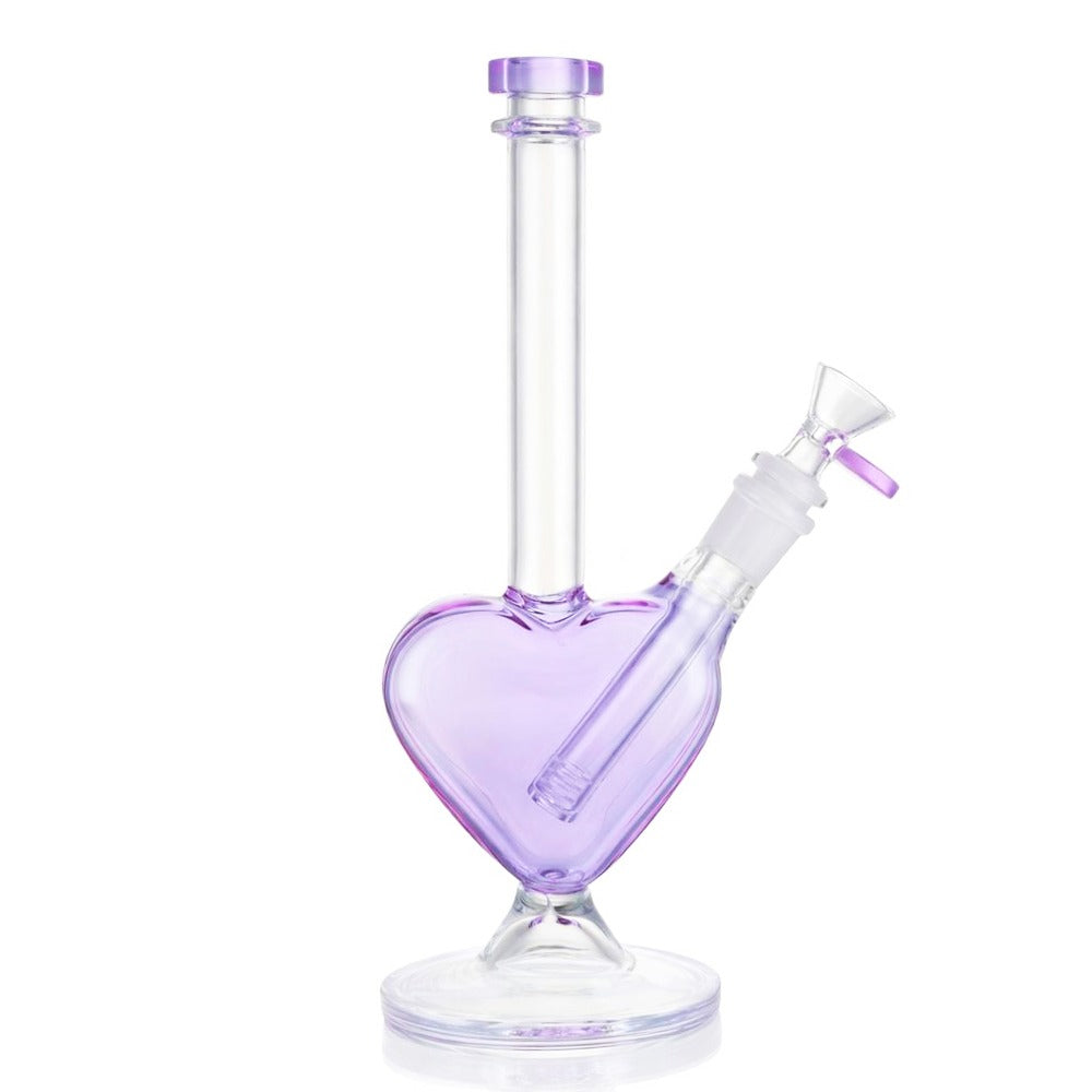 Bong warehouse - Love heart 23cm Glass Bong - Purple front