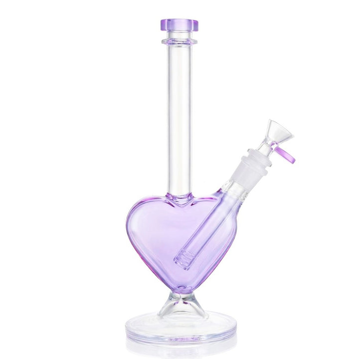 Bong warehouse - Love heart 23cm Glass Bong - Purple front