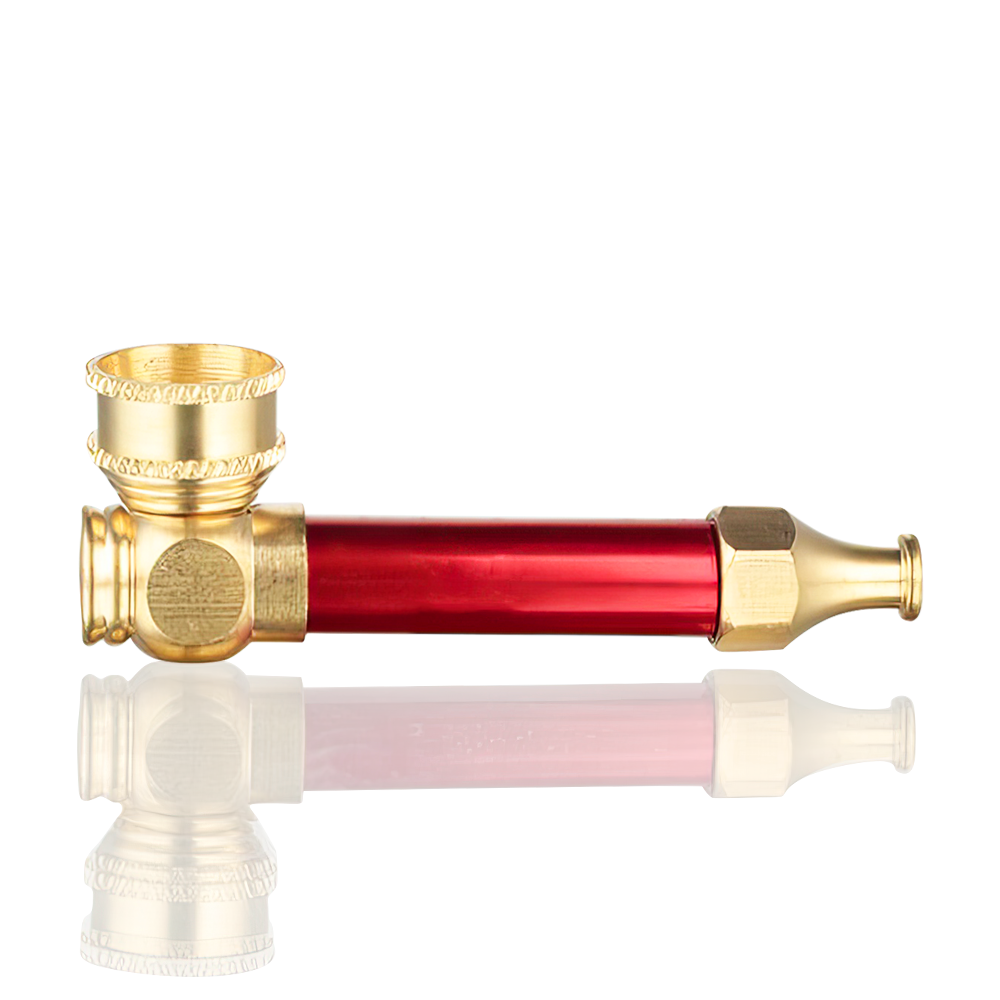 BW - Metal Peace Pipe 5cm Small - Red side view