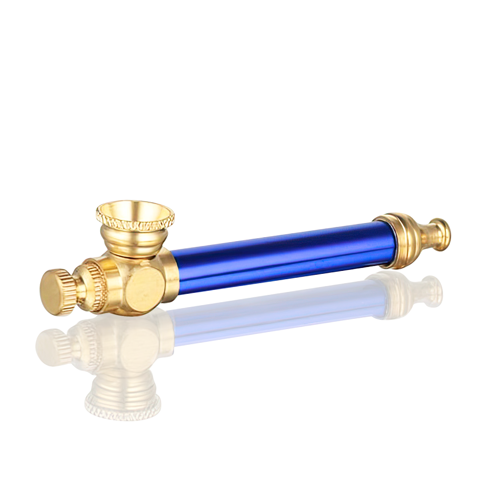 BW - Metal Peace Pipe 8.5cm Medium - Cobalt Blue on a white background