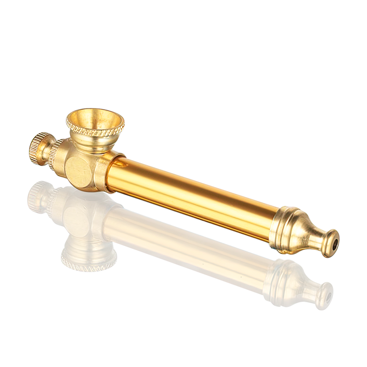 BW - Metal Peace Pipe 8.5cm Medium - Gold-colored pipe on a white background