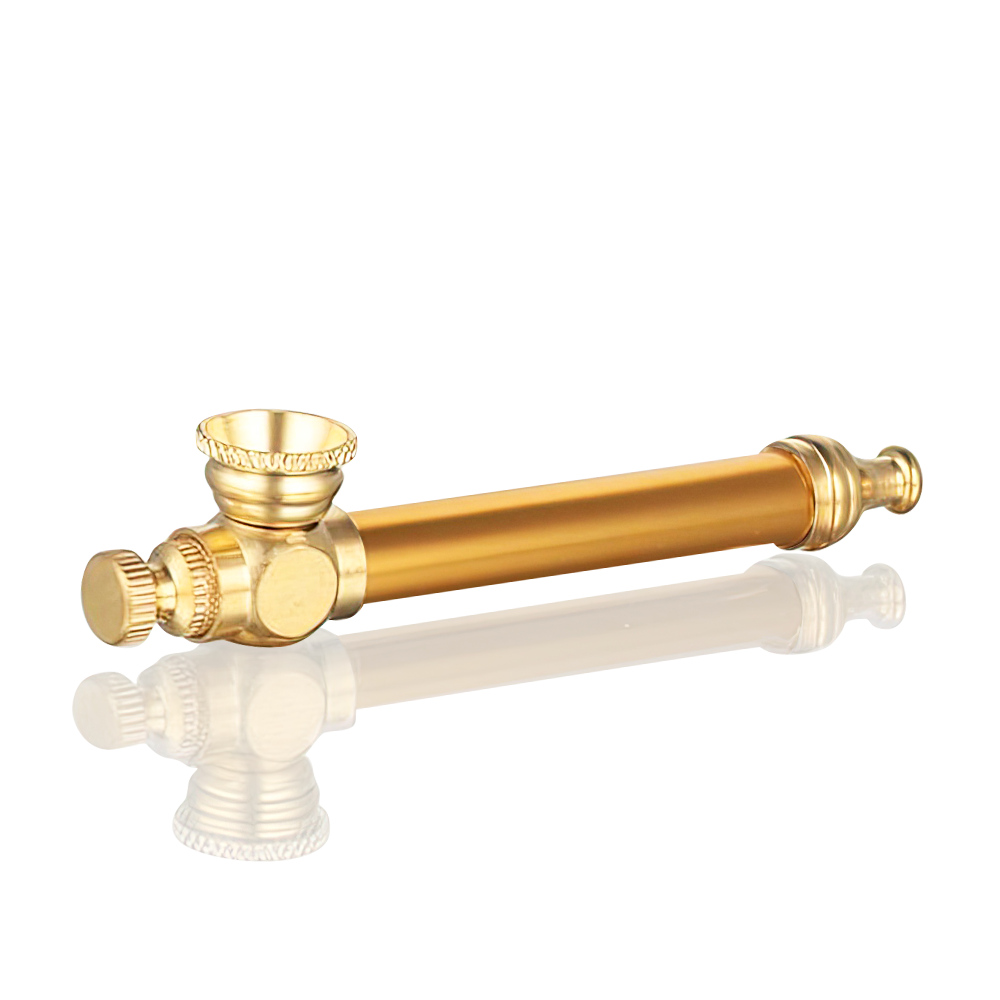 BW - Metal Peace Pipe 8.5cm Medium - Gold on a white background