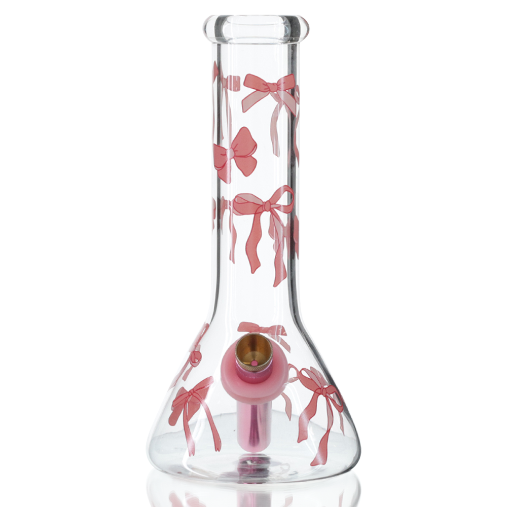 Bong Warehouse Ribbons and Bows Beaker Bong 20cm - downstem & cone piece upfront