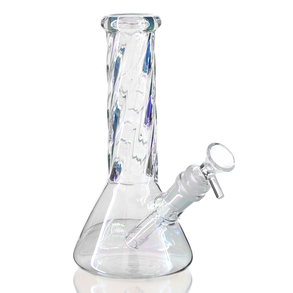 Bong Warehouse - Mini Beaker Glass Bong 21cm Twisted Fantasy  - Pearl Right