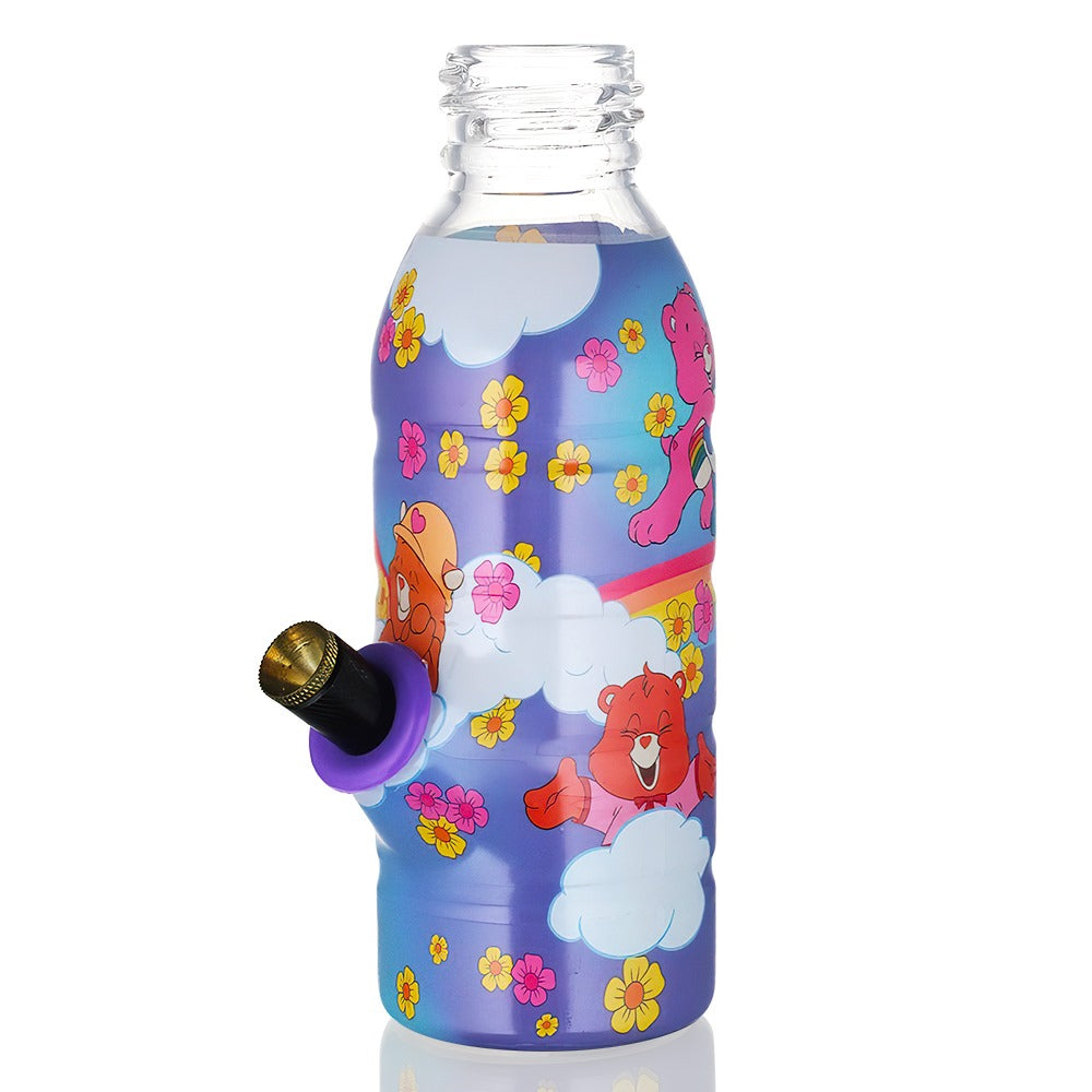 Bong Warehouse Mini Care Bears & Rainbow Bottle Bong 17.5cm - Purple - left downstem view