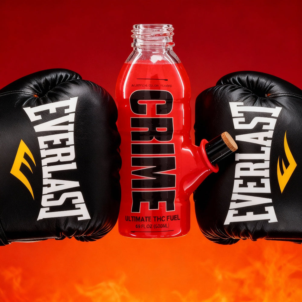 Bong Warehouse Everlast Boxing gloves squashing Mini Bottle 17.5cm Glass Bong - Crime Red