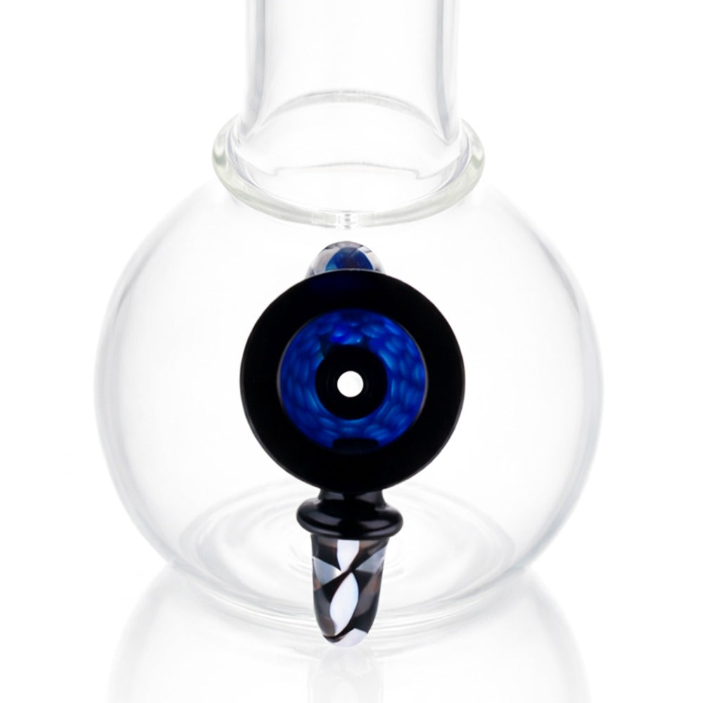 Top view of BW Nebula Glass Cone Piece 14mm Male Bowl in Blue on white background, highlighting bowl opening detail