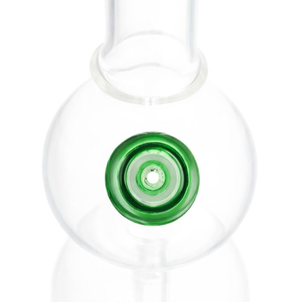 Top view of BW Neon Glass Cone Piece 14mm Male Bowl in Green on white background, highlighting bowl opening detail