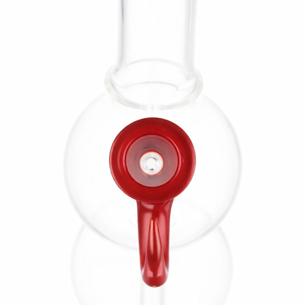 Top view of BW Nova Peak Glass Cone Piece 14mm Male Bowl in Red on white background, highlighting bowl opening detail