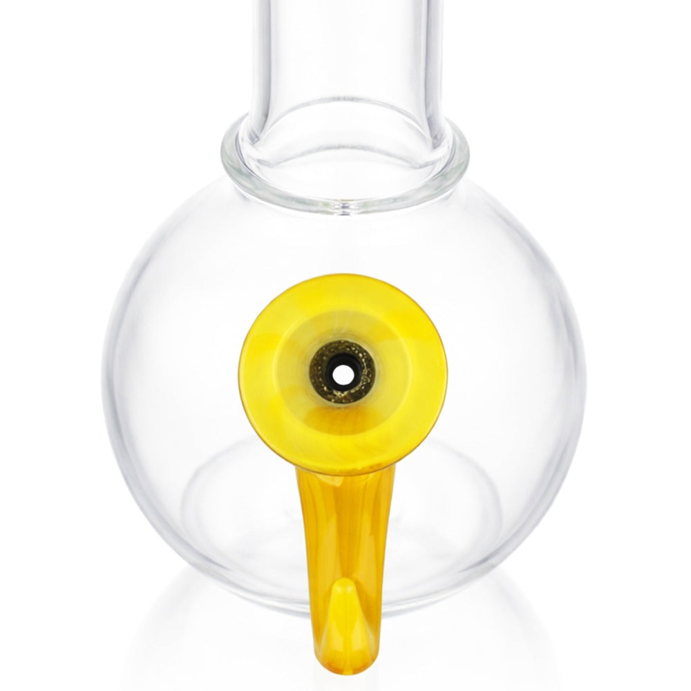 Top view of BW Nova Peak Glass Cone Piece 14mm Male Bowl in Yellow on white background, highlighting bowl opening detail