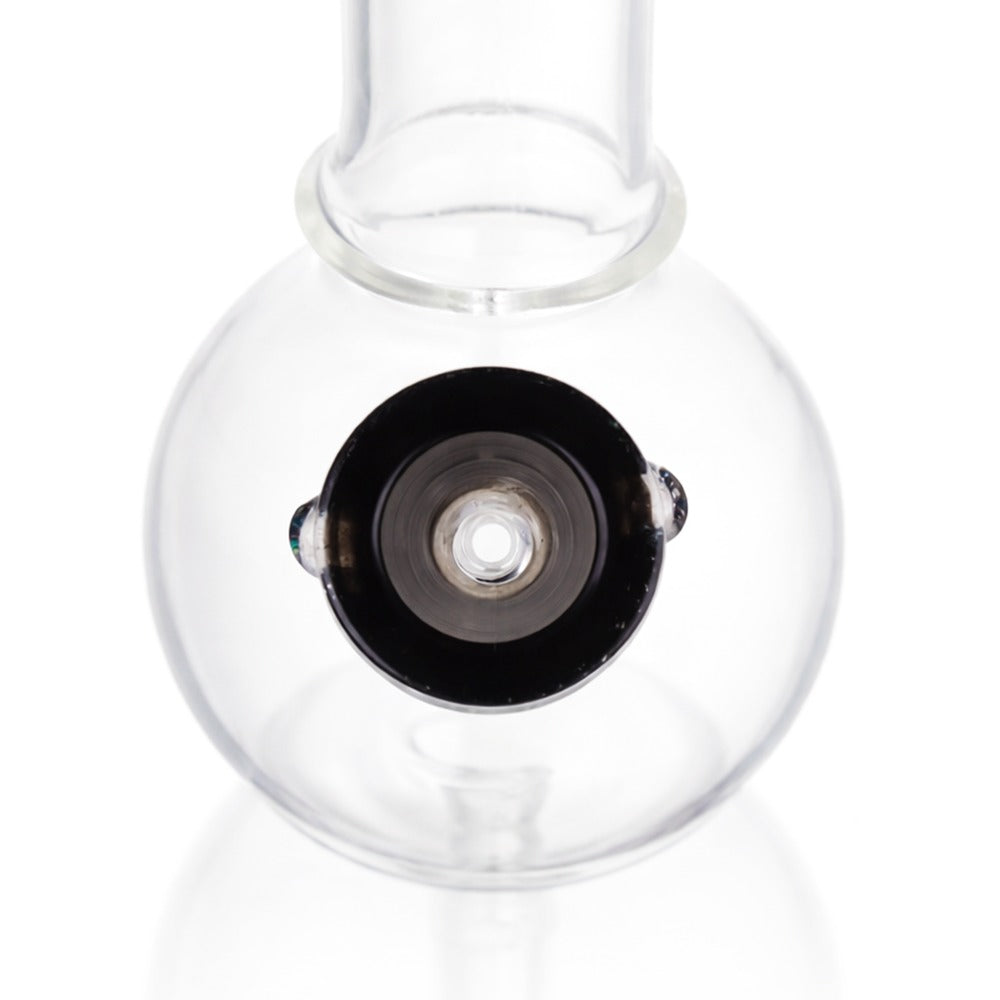 Top view of BW Pebble Glass Cone Piece 14mm Male Bowl in Dichro Speckle on white background, highlighting bowl opening detail