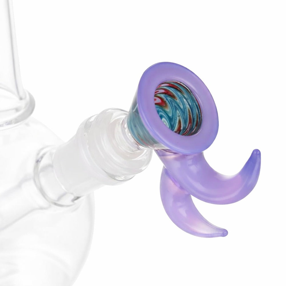 Back Top view of BW Quantum Glass Cone Piece 14mm Male Bowl in Purple on white background, clean studio product shot