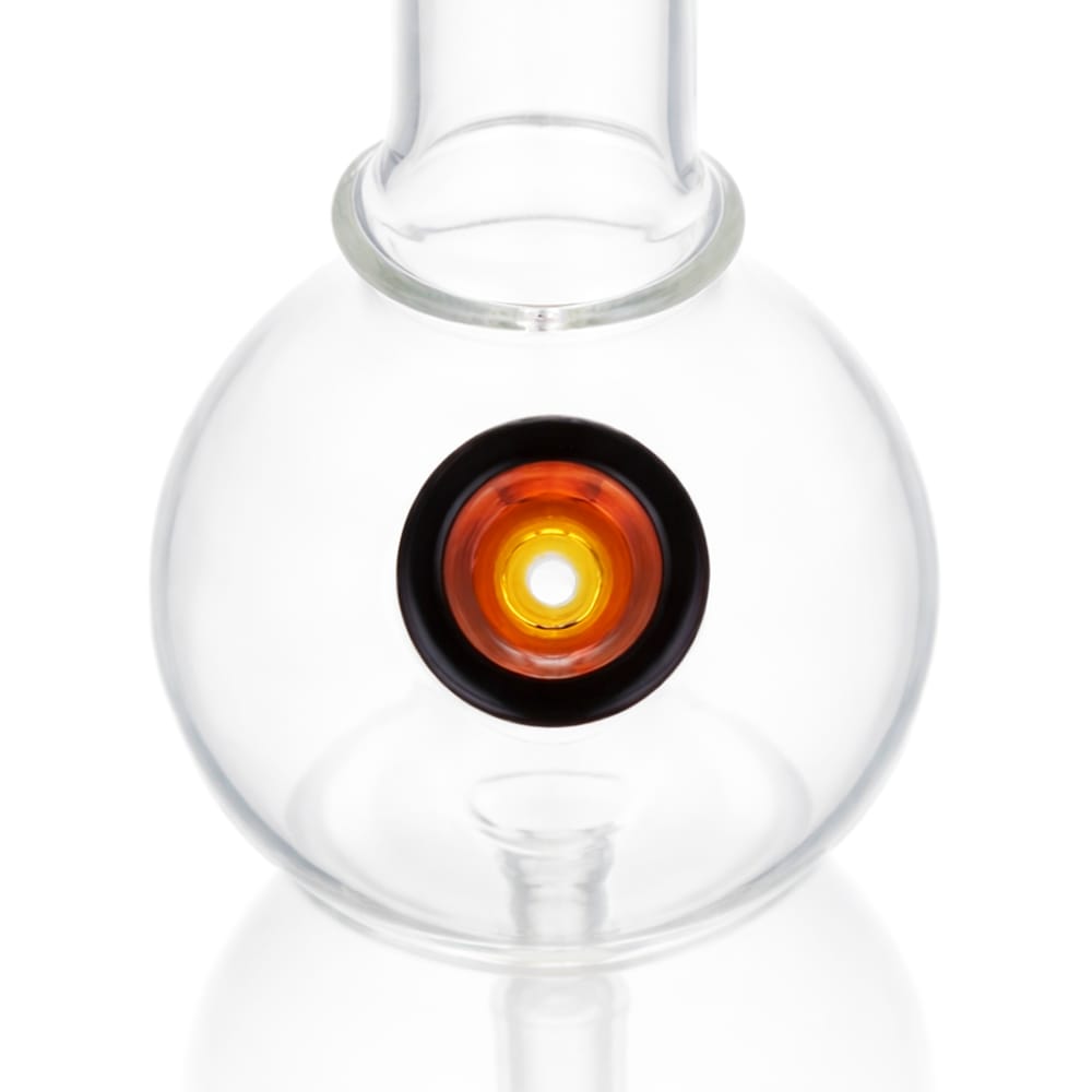 Top view of BW Sphere Glass Cone Piece 14mm Male Bowl in Red on white background, highlighting bowl opening detail