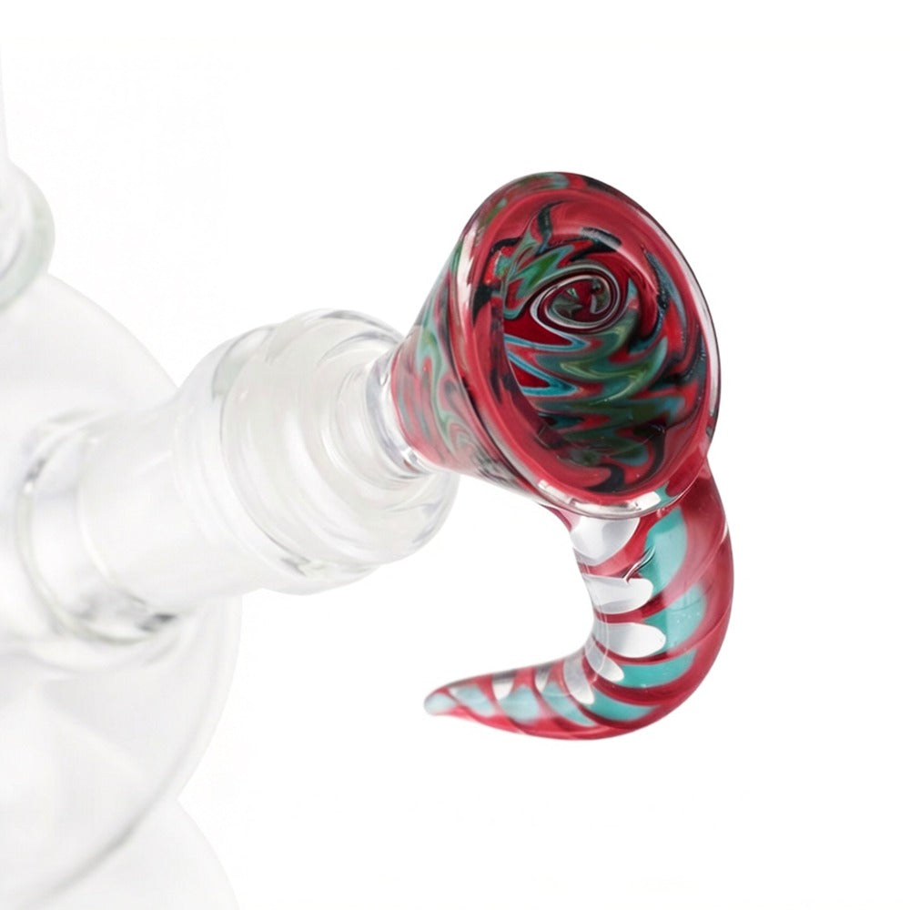 Top view of BW Spire Glass Cone Piece 14mm Male Bowl in Maroon on white background, highlighting bowl opening detail