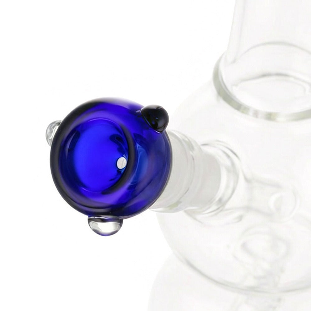 Side view of BW Stellar Glass Cone Piece 14mm Male Bowl in Purple on white background, showcasing sleek star-like glass shape