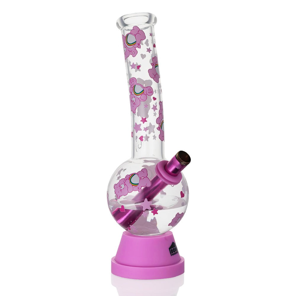 Bong Warehouse Care Bears Tall Bubble Bong 27cm in Pink with Pink Downstem - Side View
