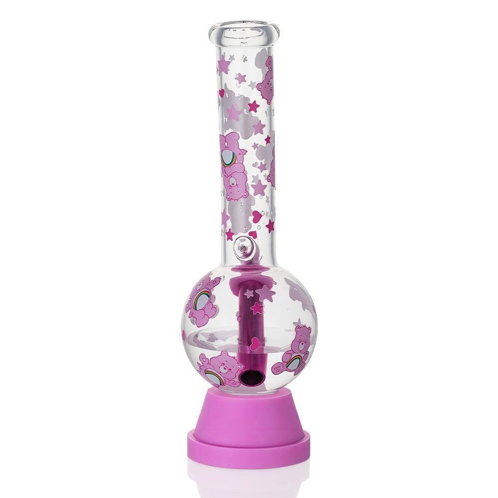 Bong Warehouse Care Bears Tall Bubble Bong 27cm in Pink with Pink Downstem - Back View