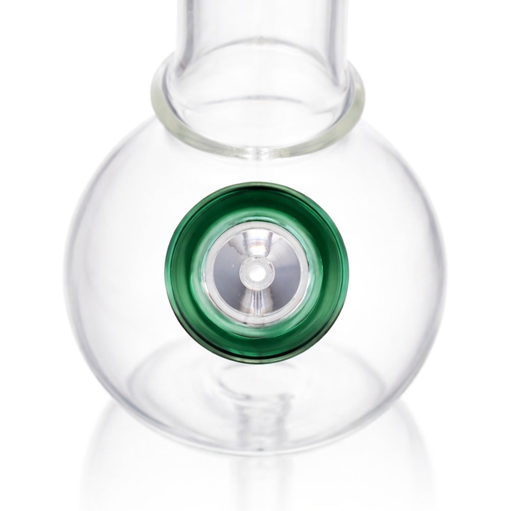Top view of BW The Crown Glass Cone Piece 14mm Male Bowl in Teal on white background, highlighting bowl opening detail