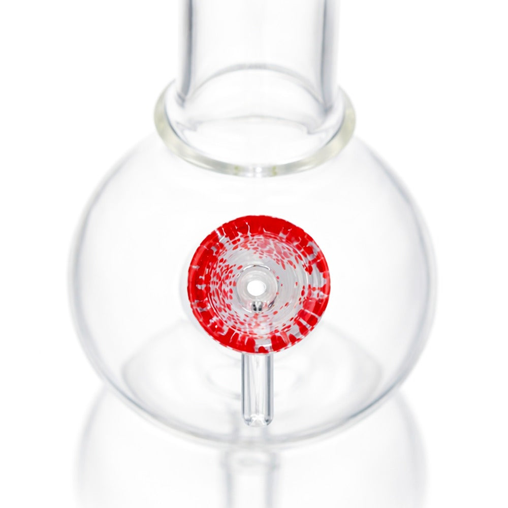 Top view of BW The Halo Glass Cone Piece 14mm Male Bowl in Red on white background, highlighting bowl opening detail