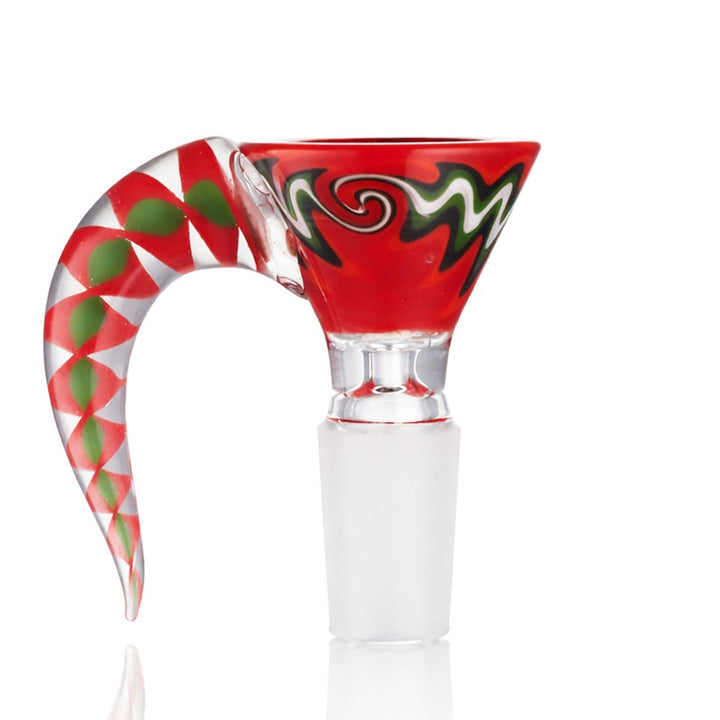Side Left view of BW Thorn Glass Cone Piece 14mm Male Bowl on white background, durable clear glass with sharp thorn-inspired design