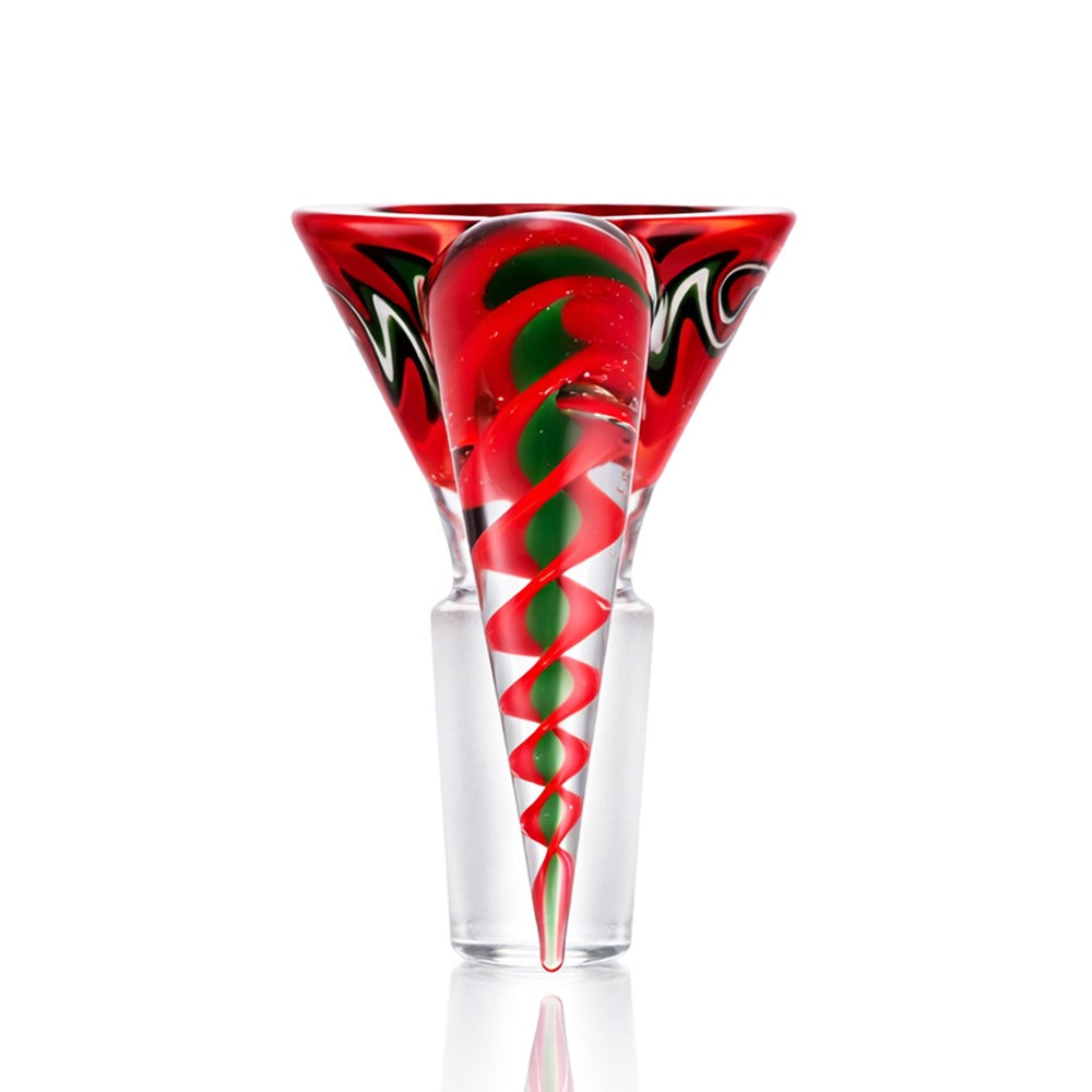 Back view of BW Thorn Glass Cone Piece 14mm Male Bowl on white background, clean studio shot highlighting smooth glass finish