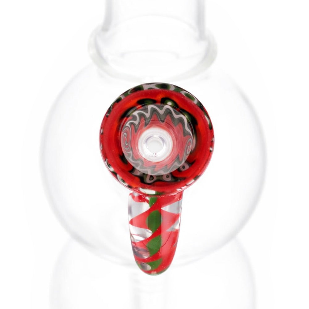 Close-up view of BW Thorn Glass Cone Piece 14mm Male Bowl on white background, emphasizing fine texture and clarity of glass surface