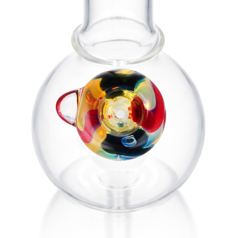 Top view of BW Velvet Glass Cone Piece 14mm Male Bowl in Red on white background, highlighting bowl opening detail
