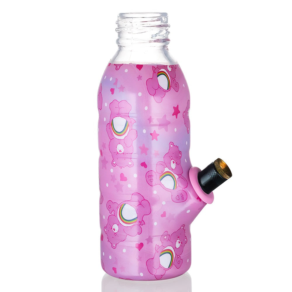 BW Mini Bottle 17.5cm Glass Bong - Care Bears Pink on White Background