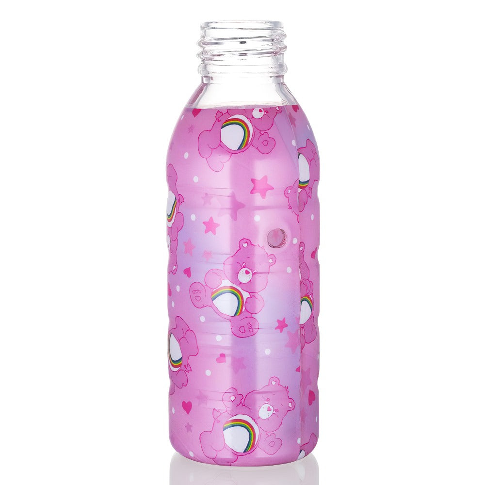 BW Mini Bottle 17.5cm Glass Bong - Care Bears Pink full back view on white background