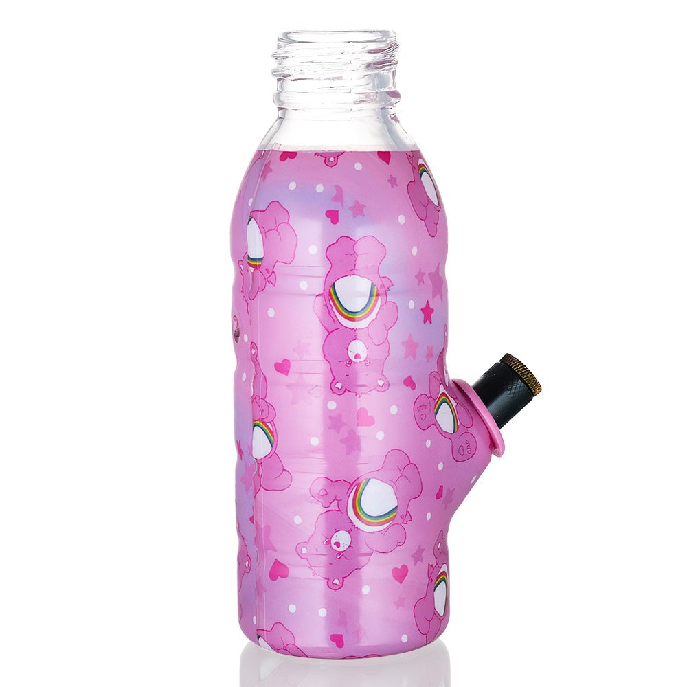 BW Mini Bottle 17.5cm Glass Bong - Care Bears Pink side view on a white background