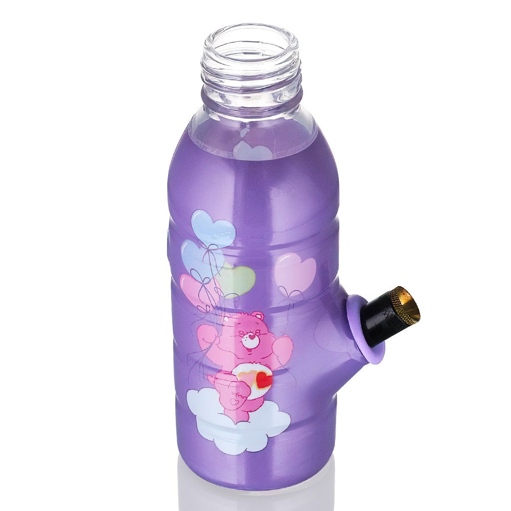BW Mini Bottle 17.5cm Glass Bong - Care Bears Purple Balloon on a full top side view white background