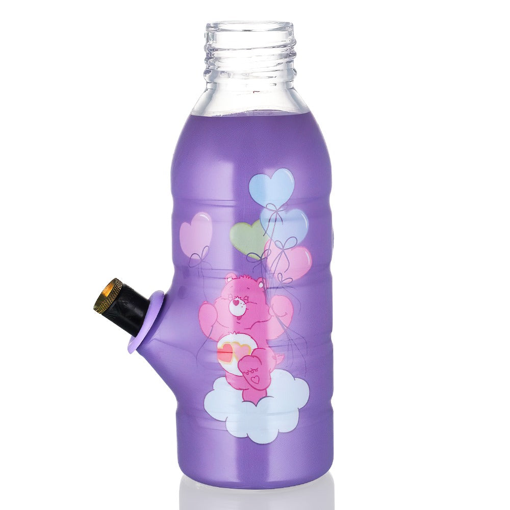 BW Mini Bottle 17.5cm Glass Bong - Care Bears Purple Balloon full side view on white background