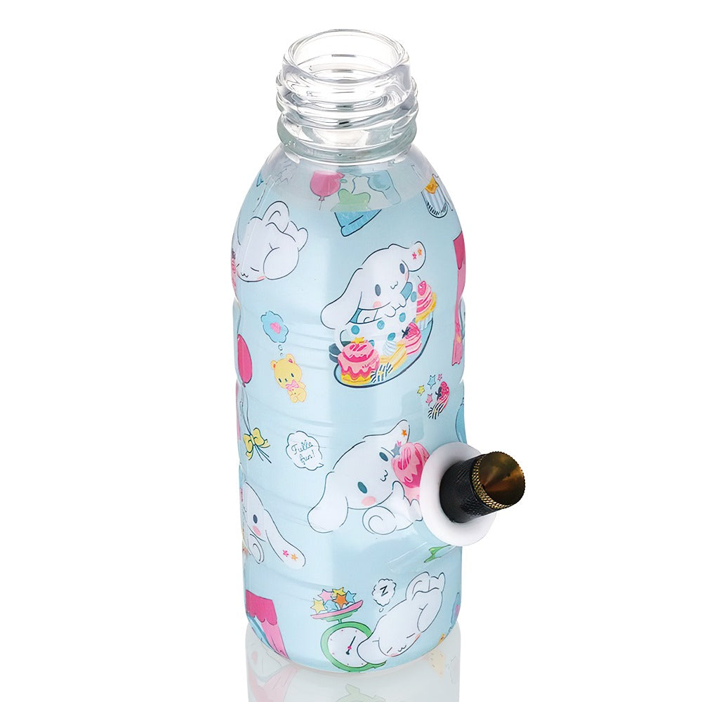 BW Mini Bottle 17.5cm Glass Bong - Cinnamoroll Blue Party Top Angled View on a white background
