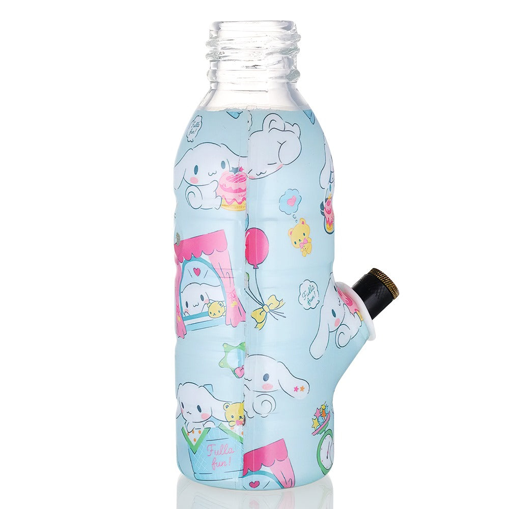BW Mini Bottle 17.5cm Glass Bong - Cinnamoroll Blue Party on a back side view white background