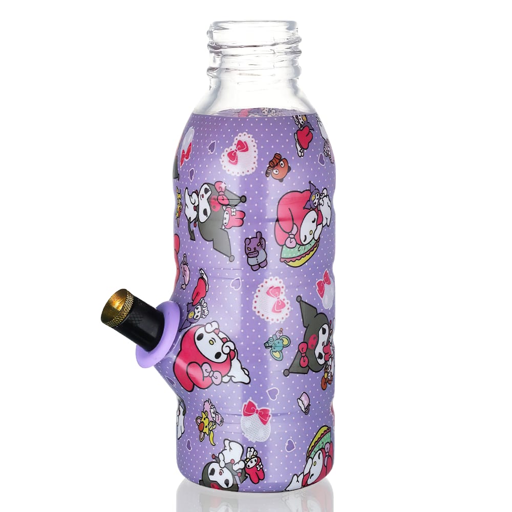 BW Mini Bottle 17.5cm Glass Bong - Purple Kuromi full side view on a white background