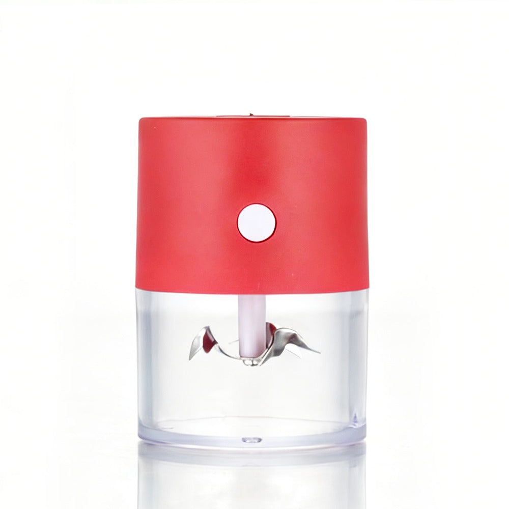 Red and clear BW – Mini Portable Electric Grinder – One-Touch Rechargeable – Red container with a white light on a white background