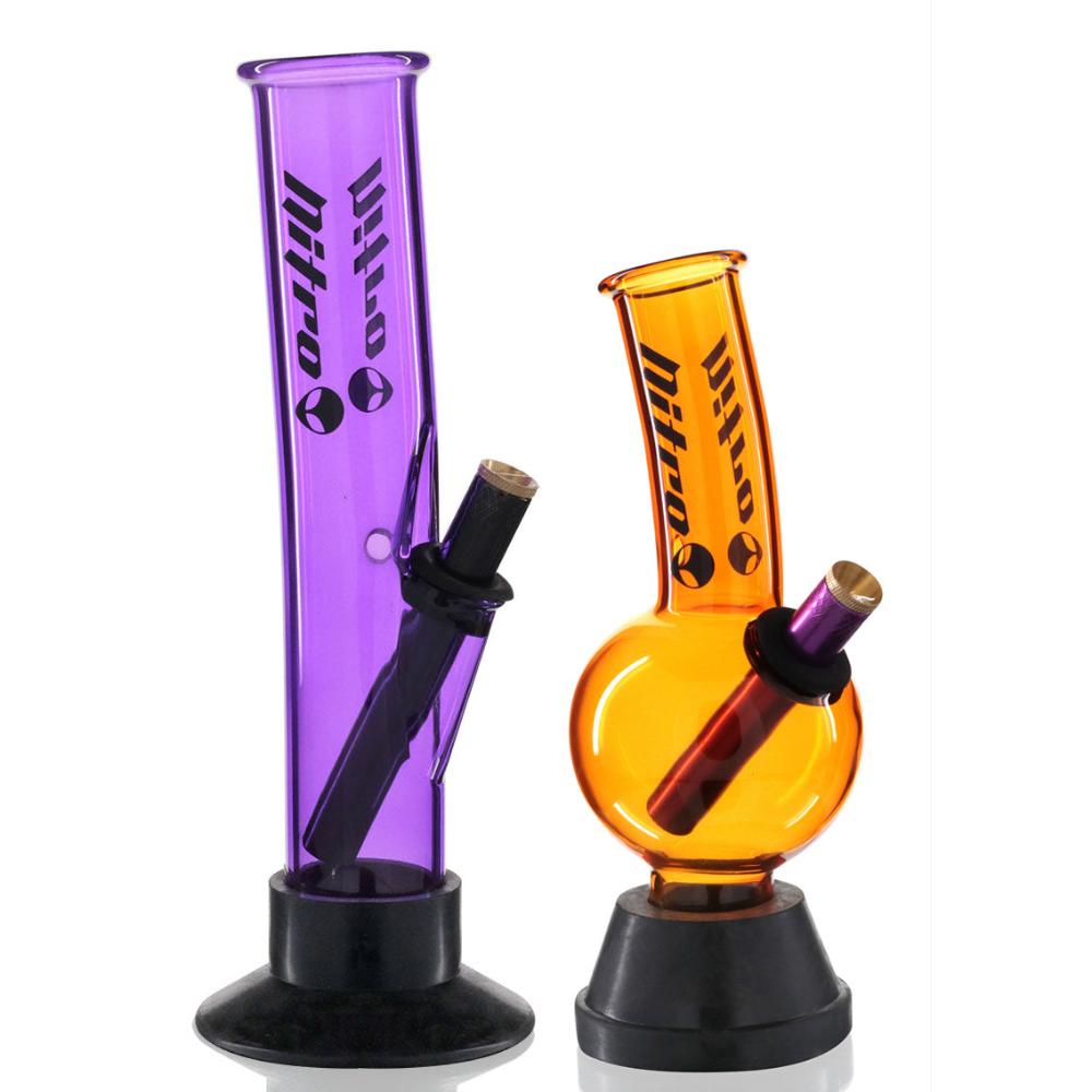 Bent Neck Bubble & Large Tube Glass Bong Bundle - Nitro Logo