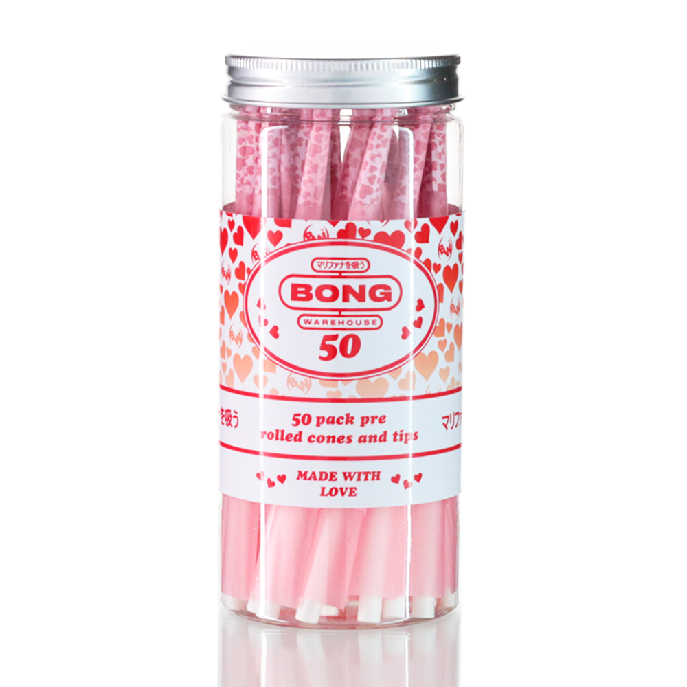 Bong Warehouse - King Sized Pre Rolled Cones - 50 Pack - Love Hearts front