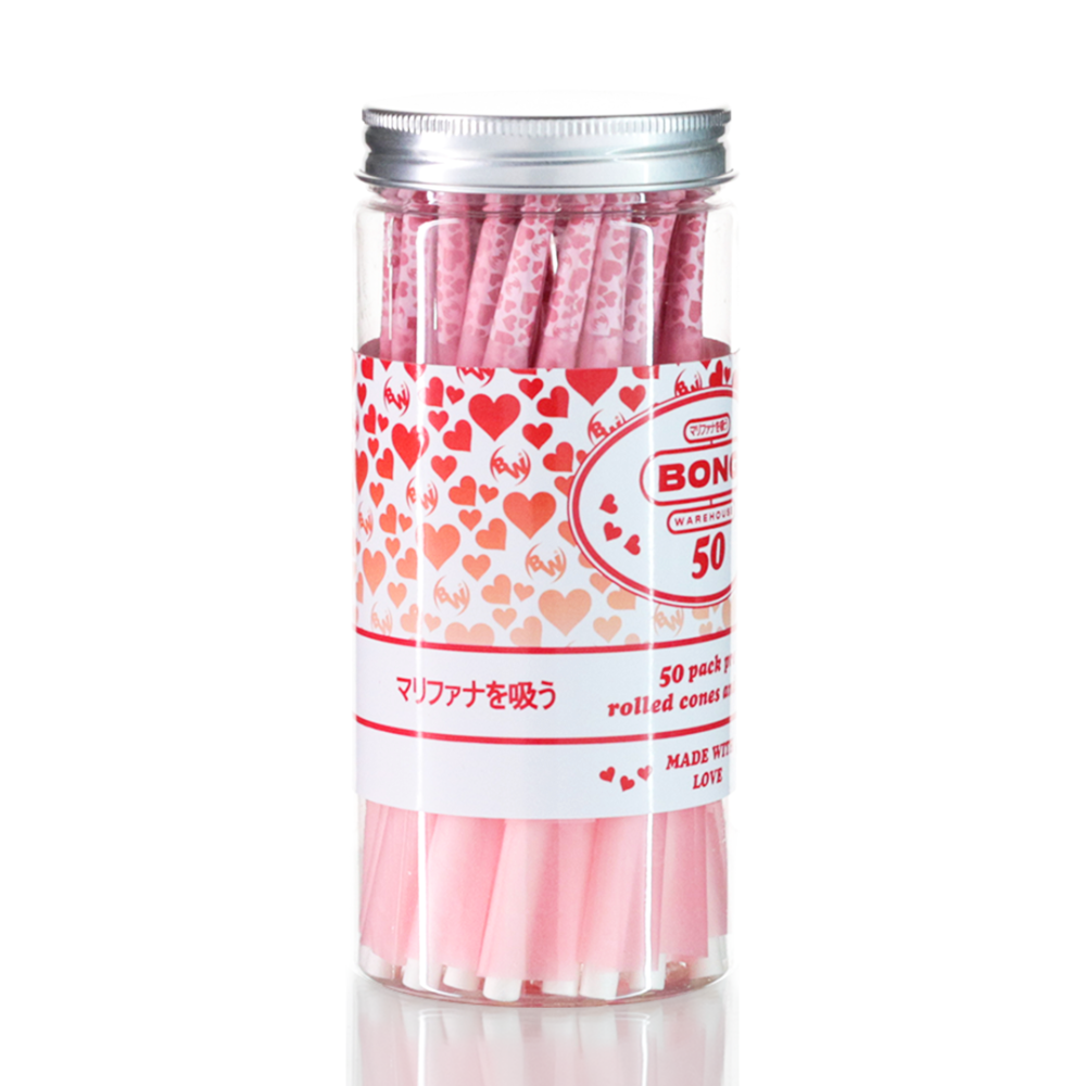Bong Warehouse - King Sized Pre Rolled Cones - 50 Pack - Love Hearts left side