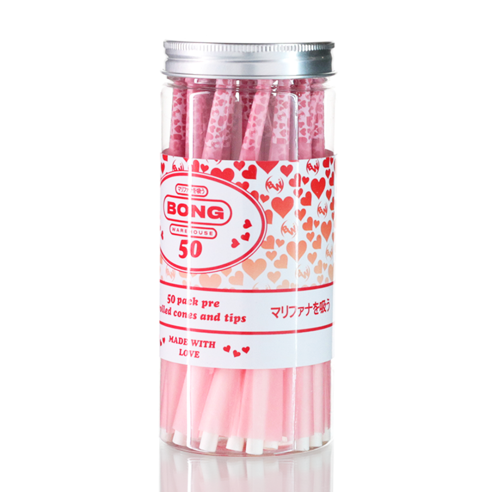Bong Warehouse - King Sized Pre Rolled Cones - 50 Pack - Love Hearts right side