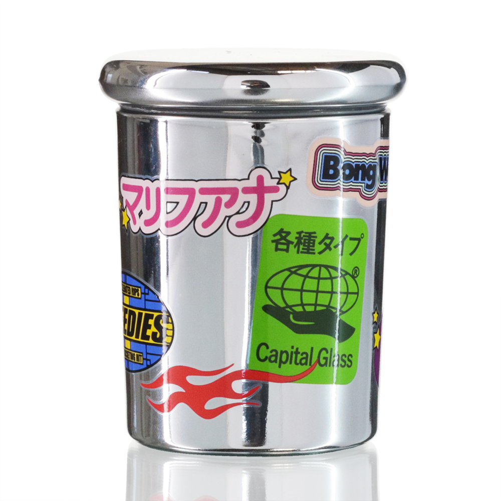 Bong Warehouse - Stash Jar - Greens Grocer - Chrome front
