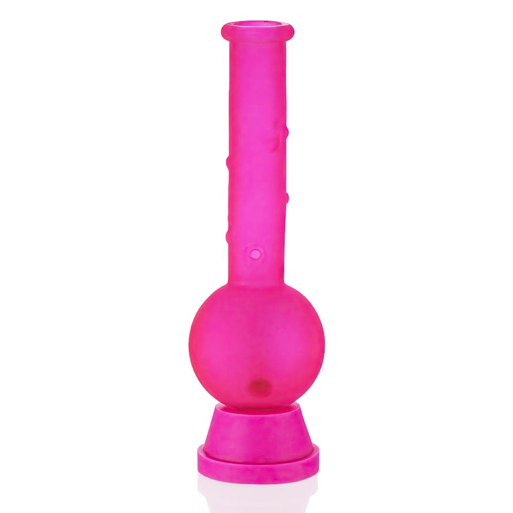 Bong Warehouse Care Bears Tall Bubble Bong 27cm in Pink with Pink Downstem – Glossy Pink Glass Bong photographed indoors against a neutral background