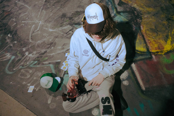 Holding a Bong Warehouse Double Chamber 30cm Glass Bong – Pink Cherry Bomb - Overhead View