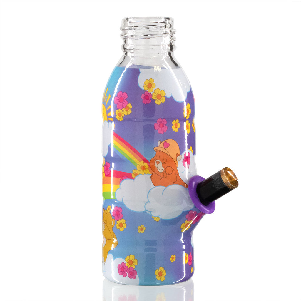 Mini Bottle 17.5cm Glass Bong - Purple Care Bears side