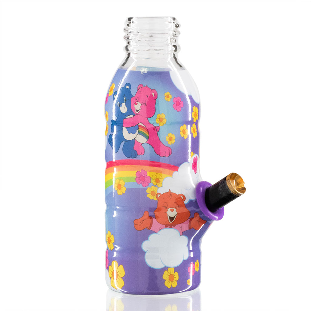 Mini Bottle 17.5cm Glass Bong - Purple Care Bears front