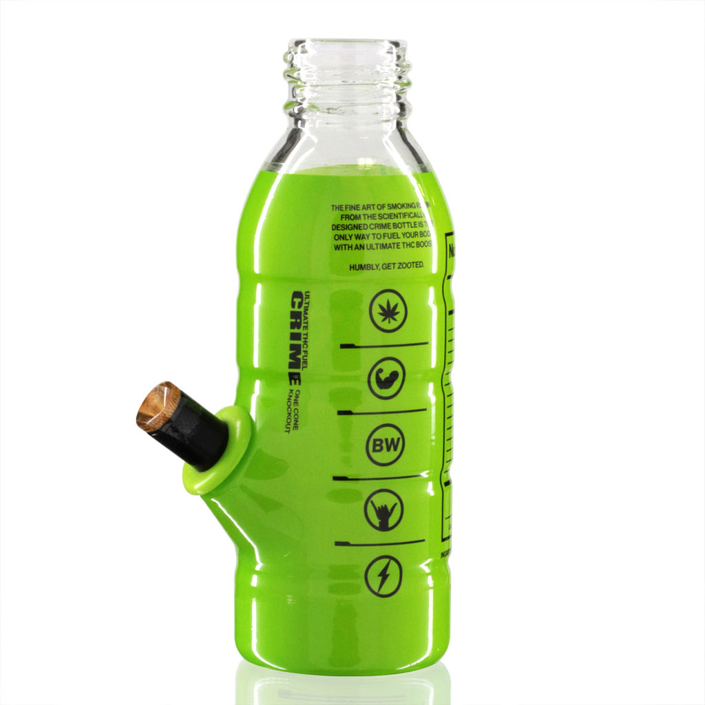 Mini Bottle 17.5cm Glass Bong - Crime Green back