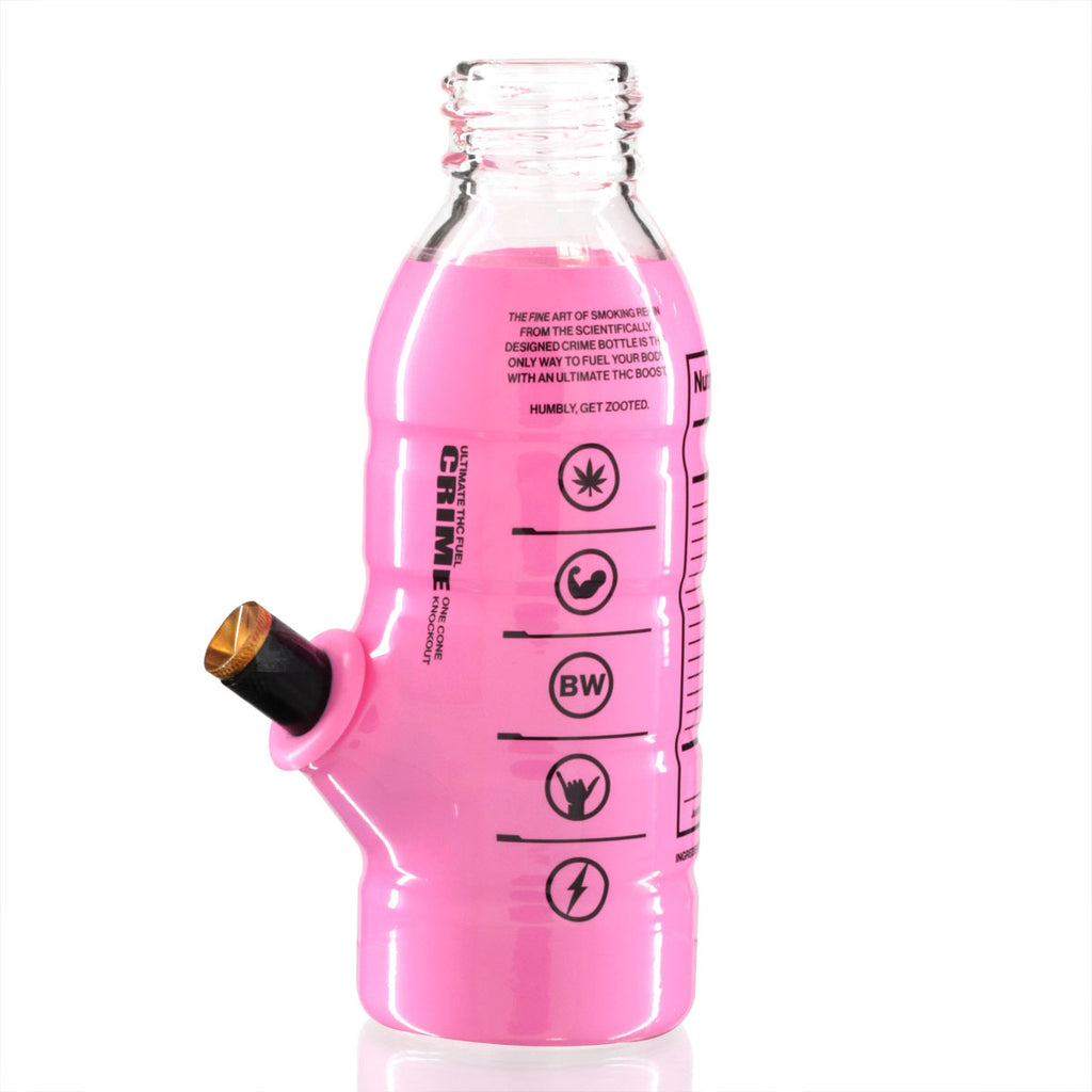 Mini Bottle 17.5cm Glass Bong - Crime Pink back