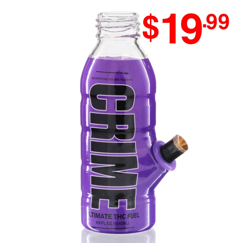 Mini Bottle 17.5cm Glass Bong - Crime Purple front