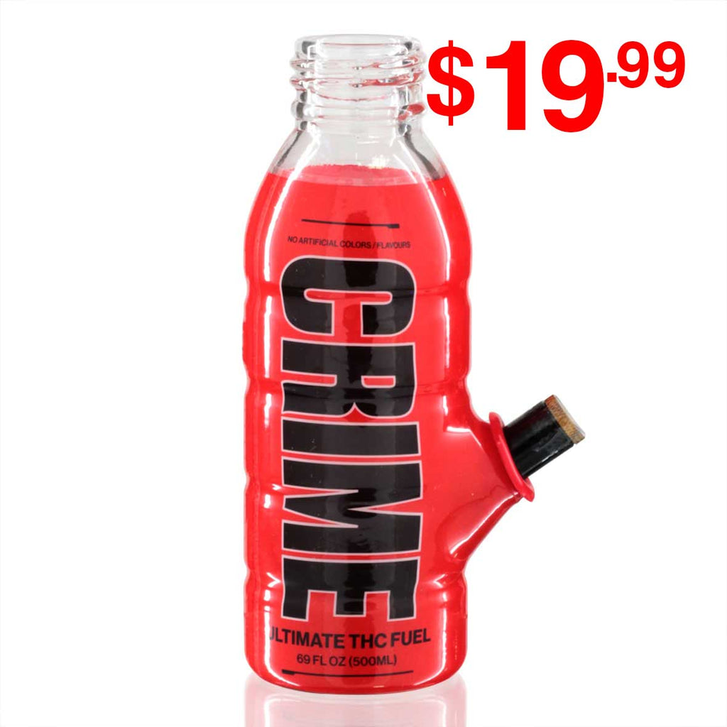 Mini Bottle 17.5cm Glass Bong - Crime Red