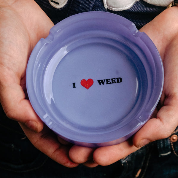 Bong Warehouse  I Love Weed Ashtray in Purple